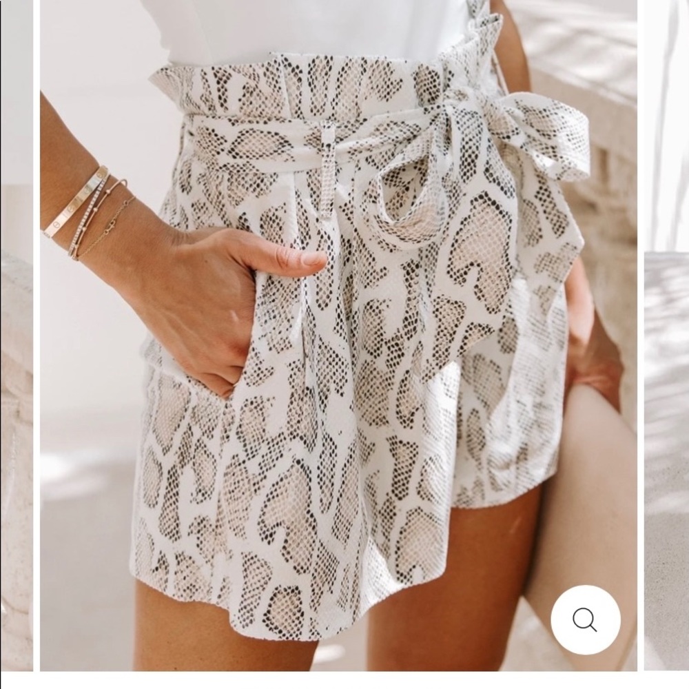 VICI Pocketed Python Paper Bag Waist Shorts